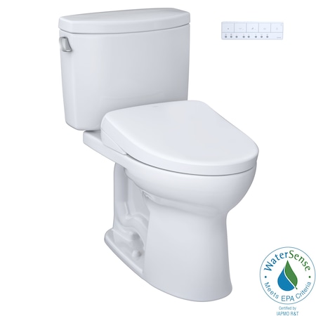 Toto Drake II 1.28 GPF Two Piece Elongated Toilet with Washlet+ S7A Auto / Open Close Bidet Seat MW4544736CEFG#01